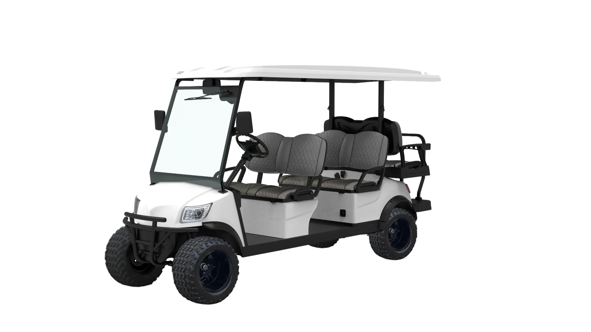 5. DH-M4+2 6-seated lifted golf car with all-terrain tires and DOT laminated windshield (1)