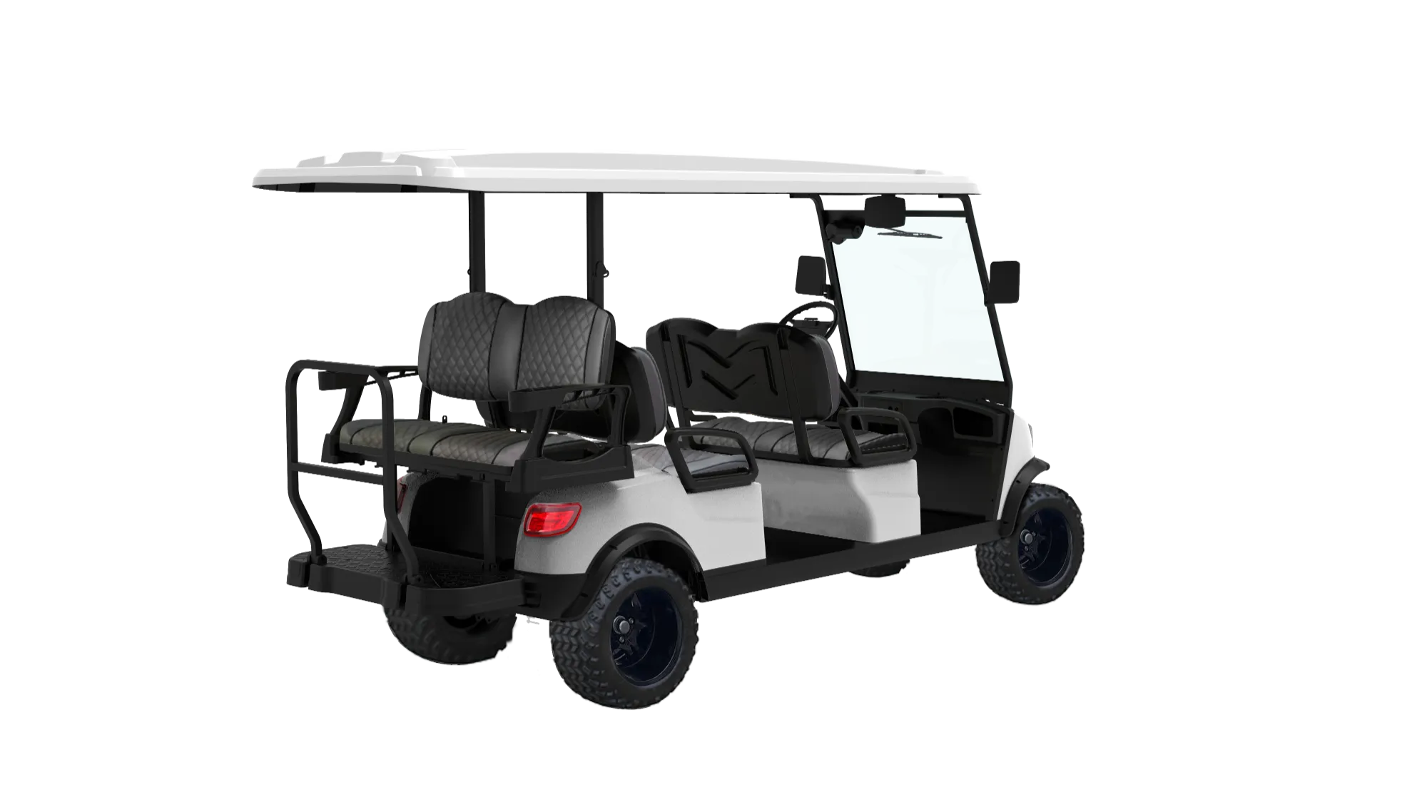 5. DH-M4+2 6-seated lifted golf car with all-terrain tires and DOT laminated windshield (3)
