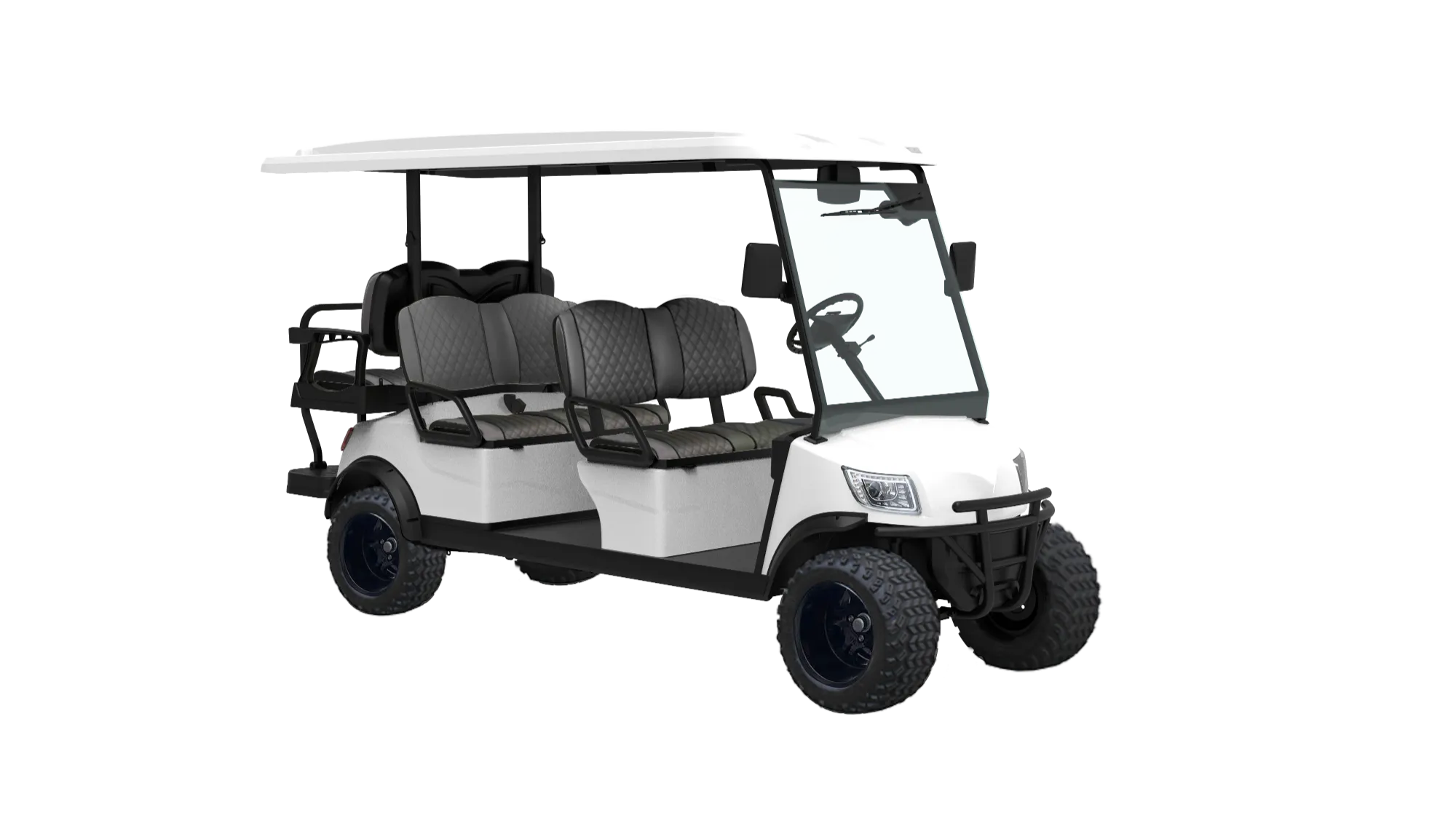 5. DH-M4+2 6-seated lifted golf car with all-terrain tires and DOT laminated windshield (4)