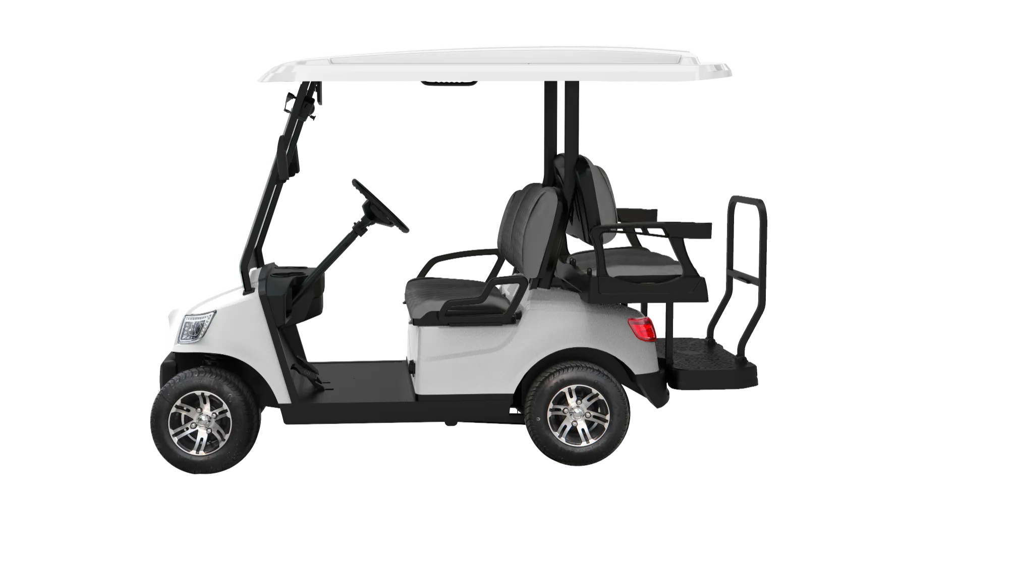 7. DG-M2+2 4-seated golf car with 10” aluminum tires and DOT laminated windshield (1)