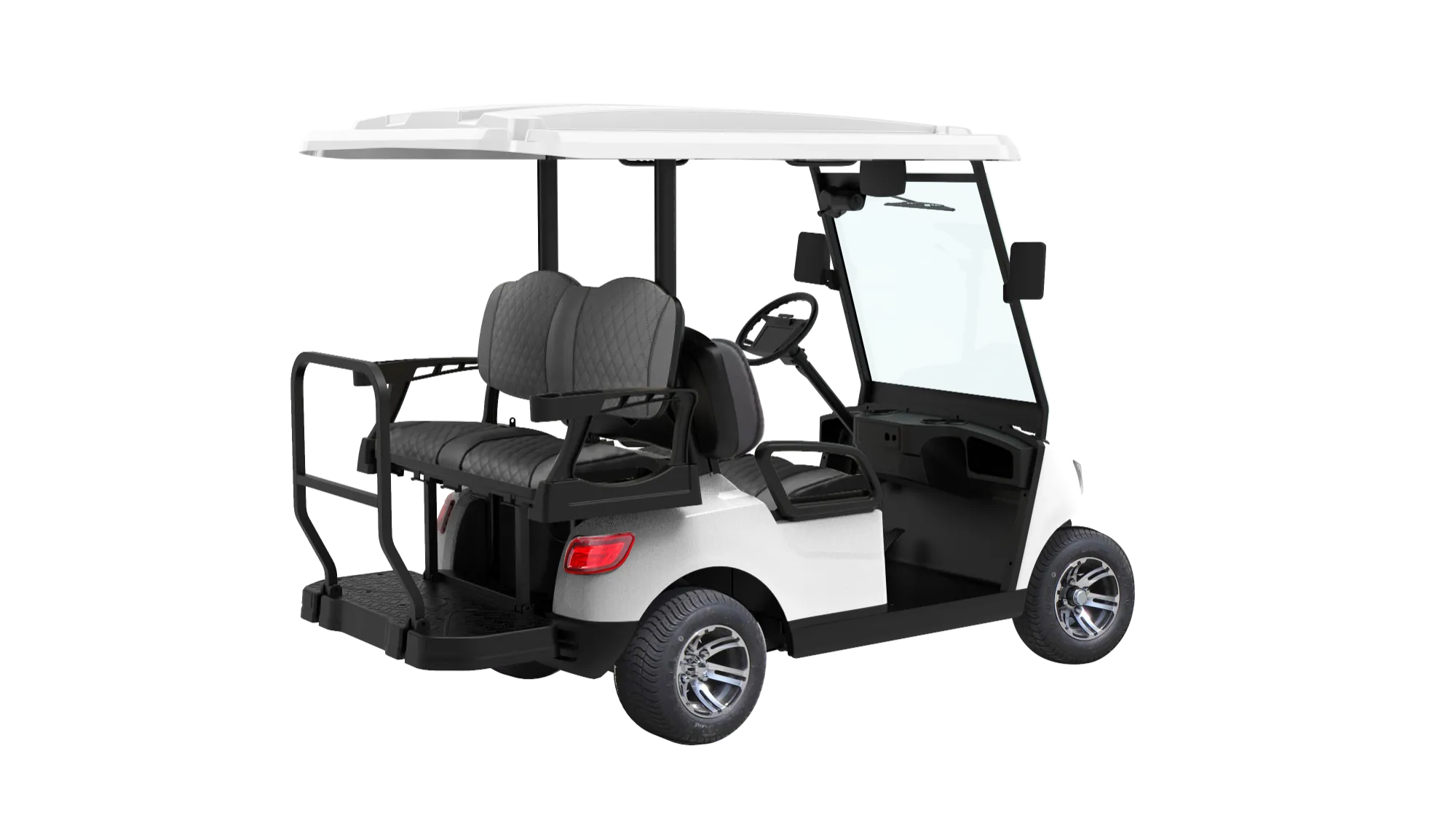 7. DG-M2+2 4-seated golf car with 10” aluminum tires and DOT laminated windshield (2)