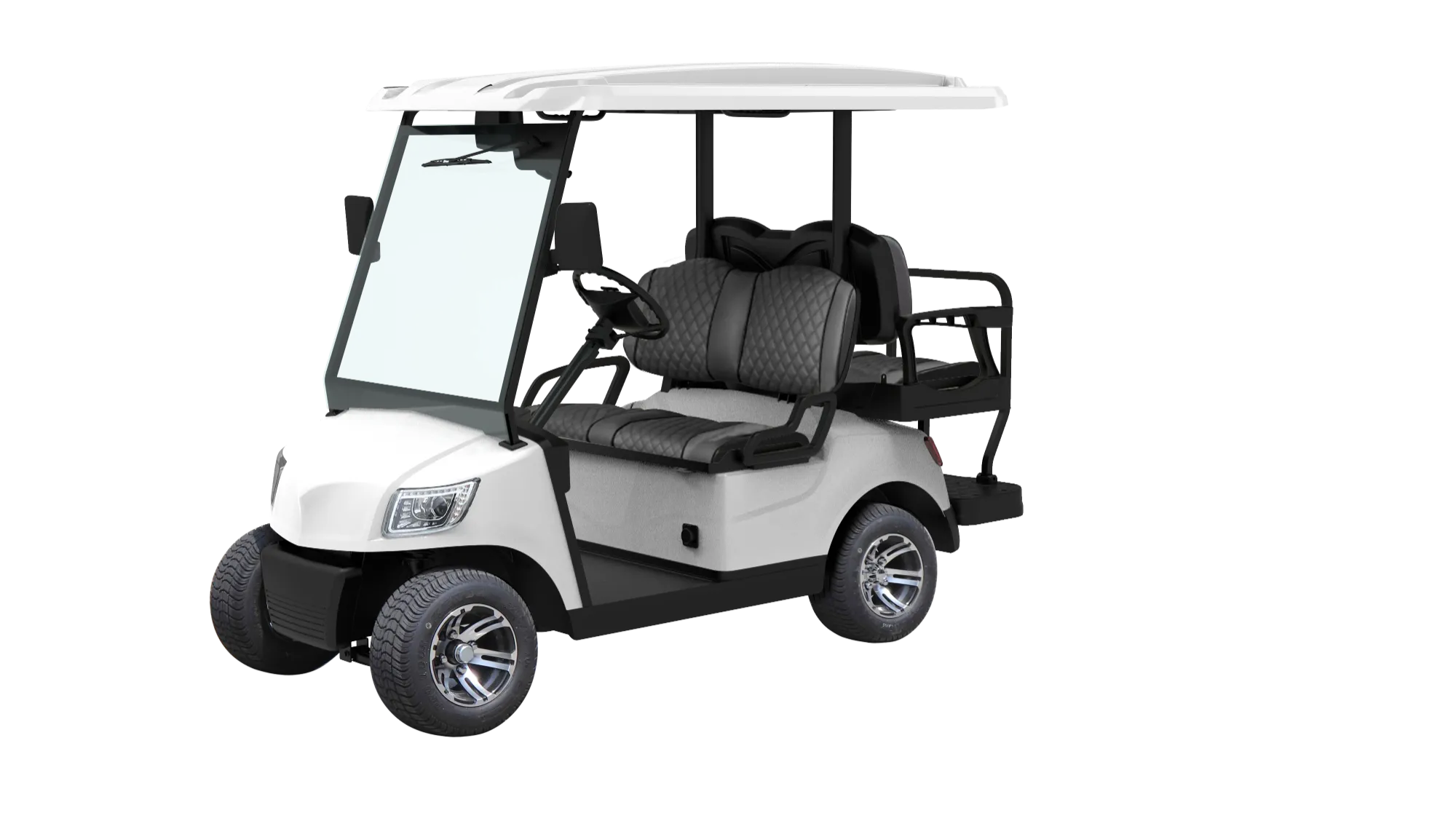7. DG-M2+2 4-seated golf car with 10” aluminum tires and DOT laminated windshield (4)