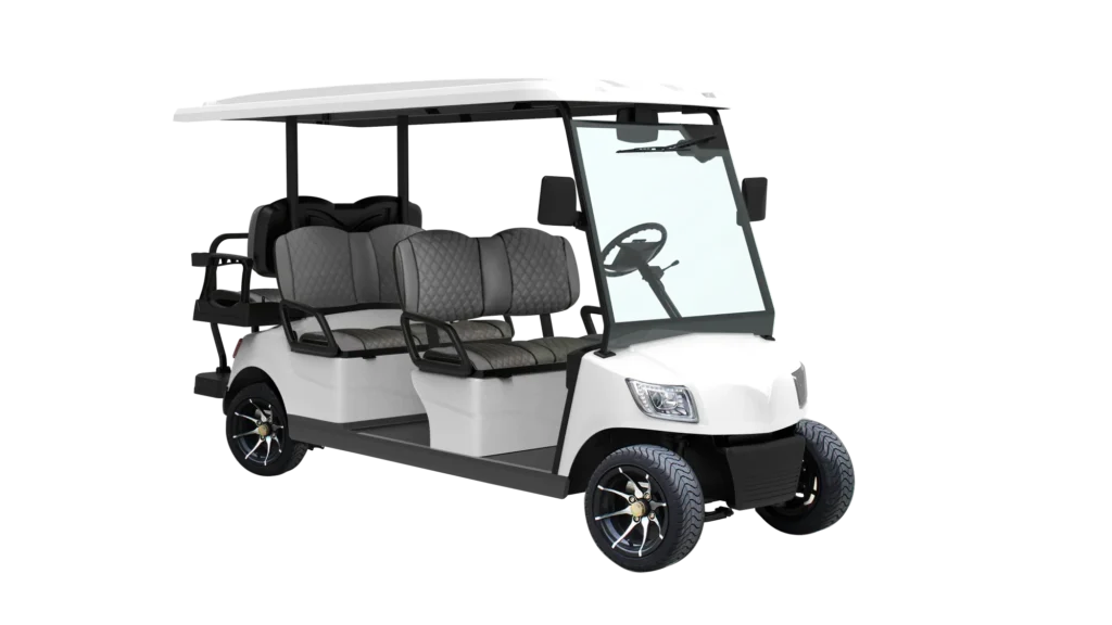 8. DG-M4+2 6-seated golf car with 12” aluminum tires and DOT laminated windshield (1)