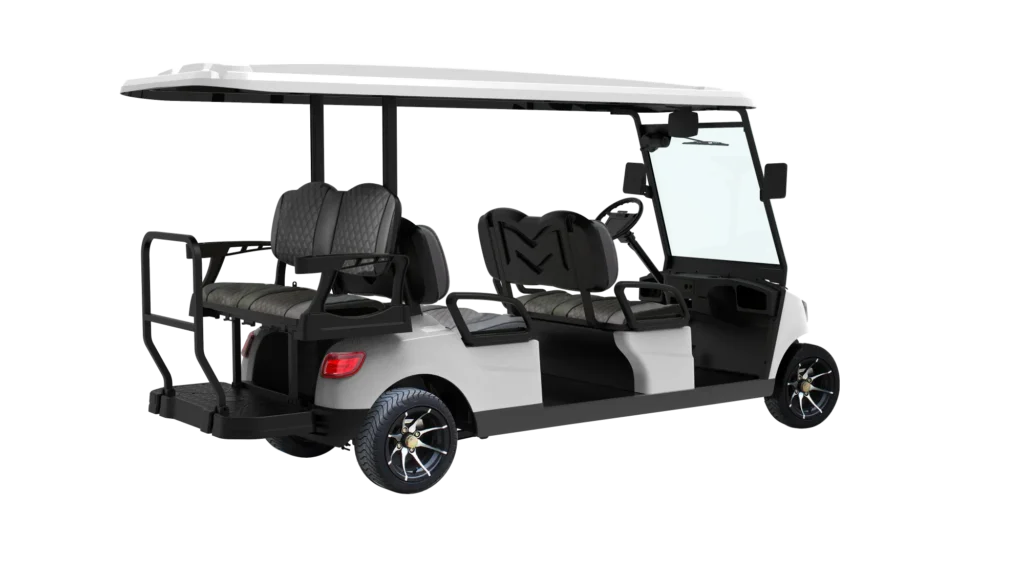 8. DG-M4+2 6-seated golf car with 12” aluminum tires and DOT laminated windshield (4)